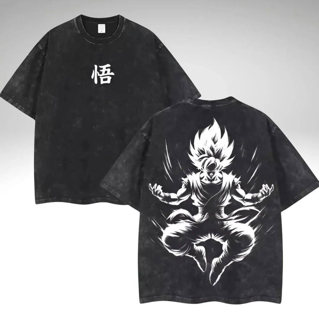 Vintage Dragon Ball Anime Graphic Washed Oversized T-Shirt Cotton Streetwear Tee-7