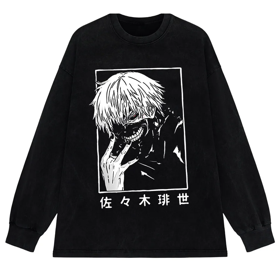 Washed Japanese Anime Graphic Streetwear T-Shirt-6