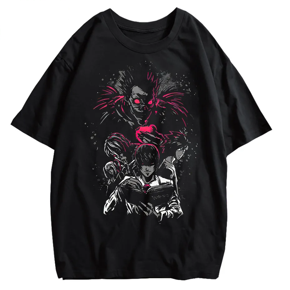 Men's Harajuku Distressed Anime Print T-Shirt Hip Hop Streetwear Cotton Oversized Tee-2