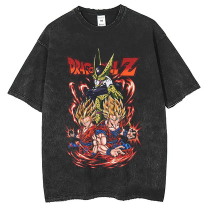 Anime Dragon Ball Goku Vintage Washed Oversized T-Shirt Cotton Streetwear Tee-1