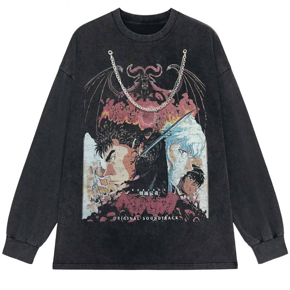 Anime Octopus Vintage Wash Harajuku T-Shirt Japanese Style Unisex-8