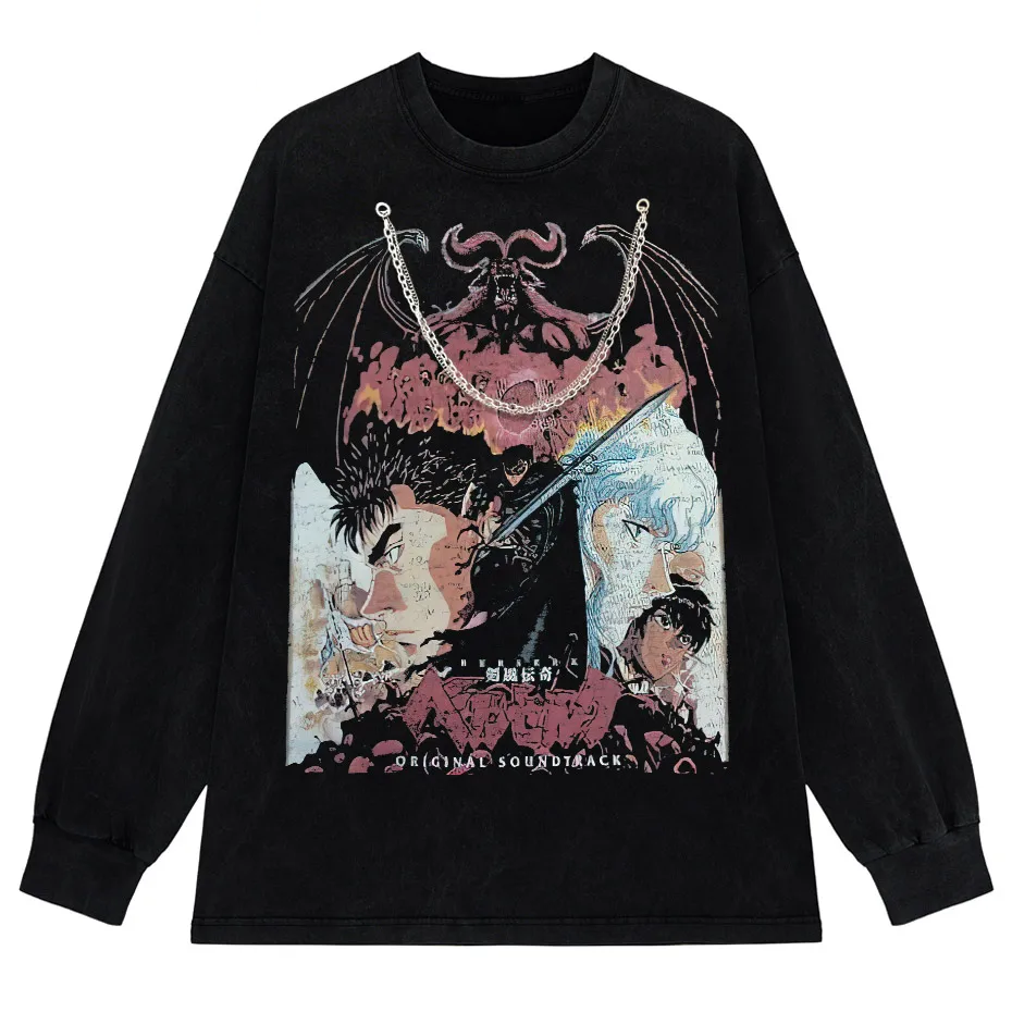 Anime Octopus Vintage Wash Harajuku T-Shirt Japanese Style Unisex-5