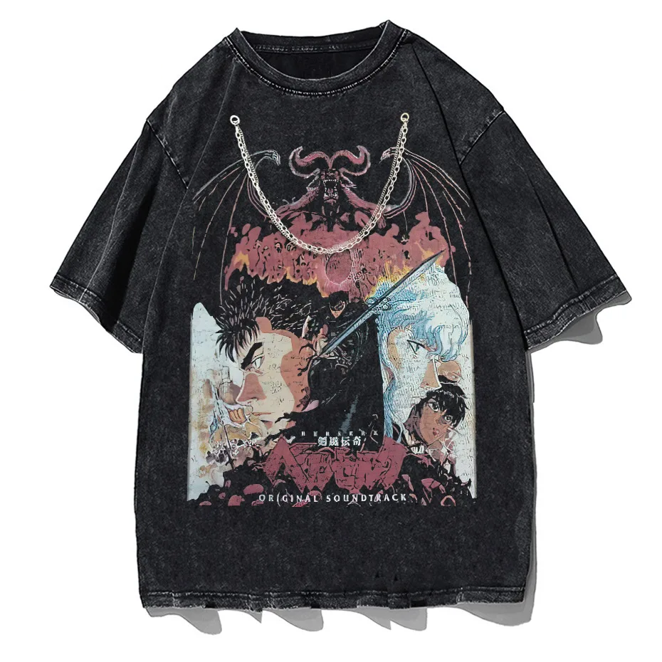 Anime Octopus Vintage Wash Harajuku T-Shirt Japanese Style Unisex-4