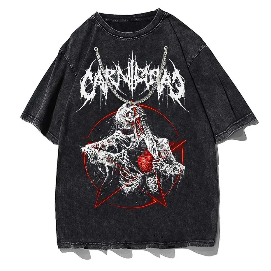 Gothic Demon Anime Print T-Shirt Women Y2K Harajuku Streetwear-1