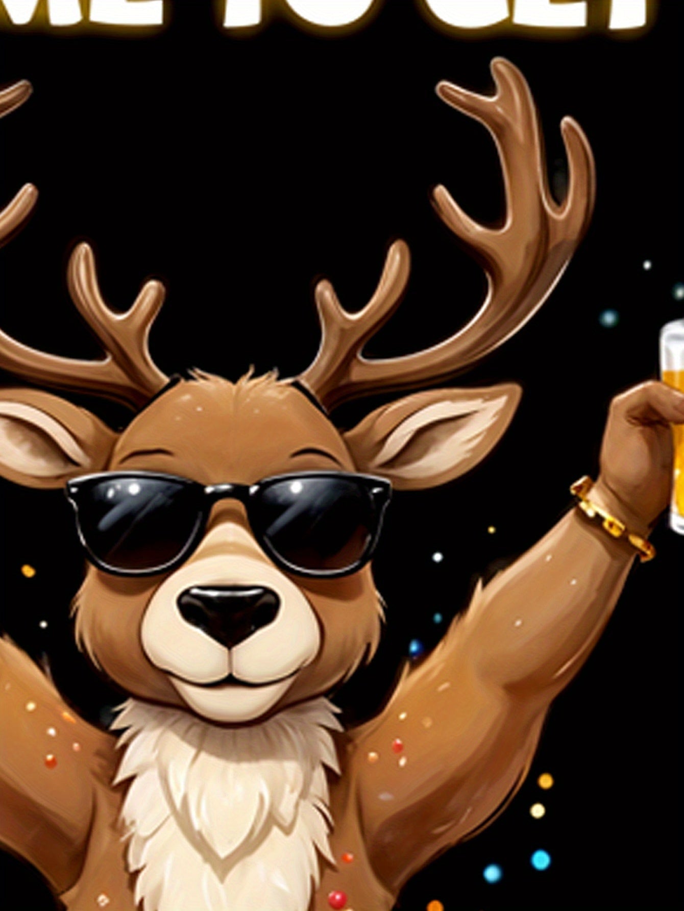 Men's Christmas Deer And Beer 3D Printed T-shirt - Casual Round Neck Short Sleeve, Breathable Polyester Fiber Summer Top-3