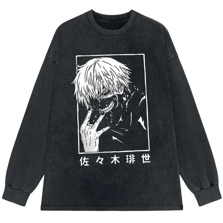 Washed Japanese Anime Graphic Streetwear T-Shirt-4