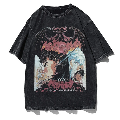 Anime Octopus Vintage Wash Harajuku T-Shirt Japanese Style Unisex-6
