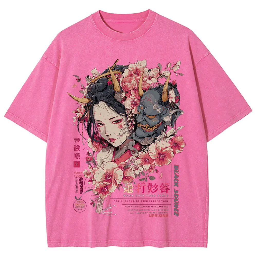 Anime Dragon Floral Graphic T Shirt Unisex Cotton Tee-4