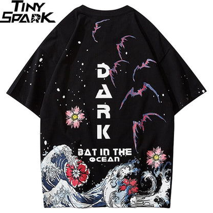 Hip Hop T Shirt Men Streetwear Harajuku Japanese Great Wave Tshirt Short Sleeve Cotton Summer Casual Floral T-Shirt Fashion-0