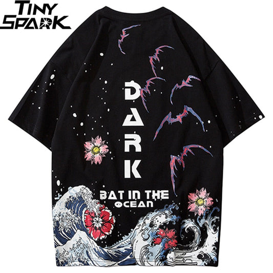Hip Hop T Shirt Men Streetwear Harajuku Japanese Great Wave Tshirt Short Sleeve Cotton Summer Casual Floral T-Shirt Fashion-0
