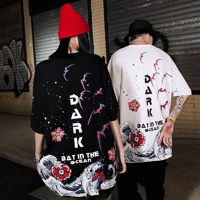 Hip Hop T Shirt Men Streetwear Harajuku Japanese Great Wave Tshirt Short Sleeve Cotton Summer Casual Floral T-Shirt Fashion-4
