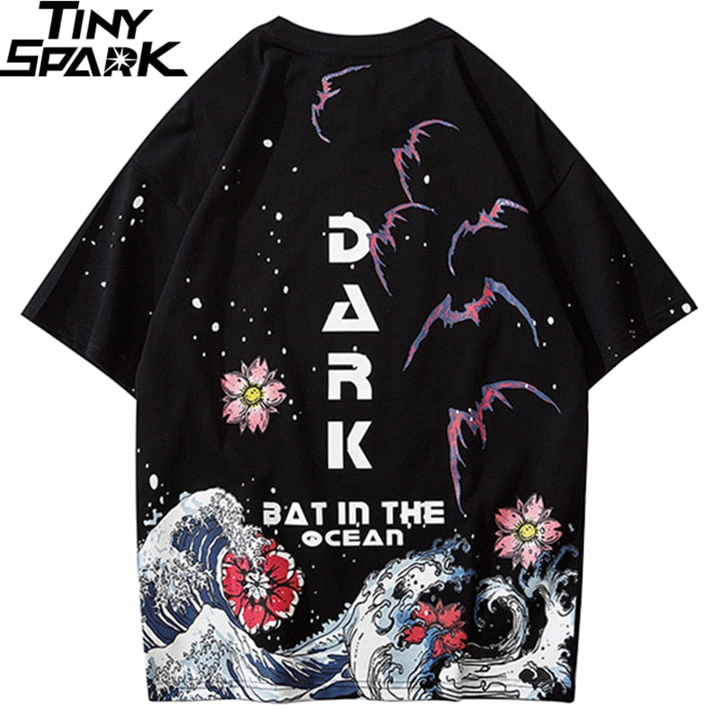 Hip Hop T Shirt Men Streetwear Harajuku Japanese Great Wave Tshirt Short Sleeve Cotton Summer Casual Floral T-Shirt Fashion-1