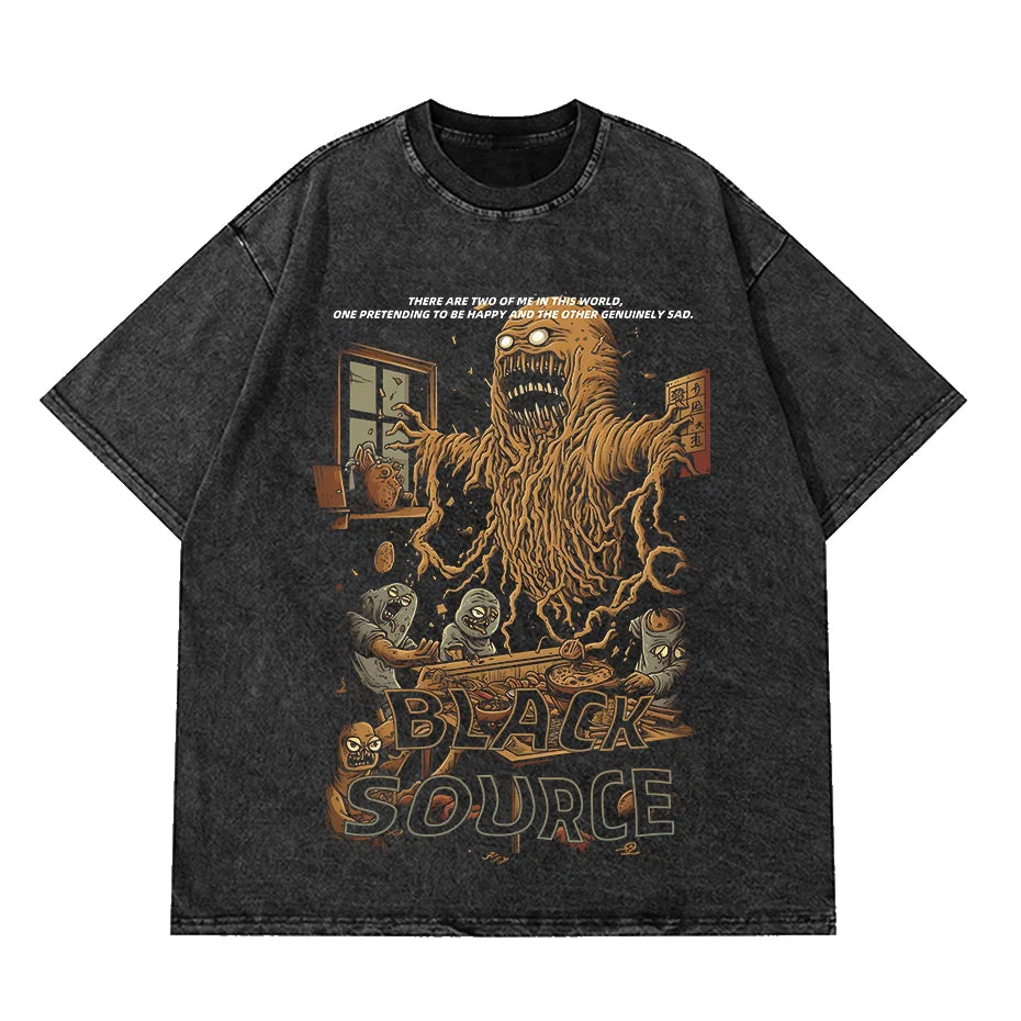 Anime Octopus Vintage Wash Harajuku T-Shirt Japanese Style Unisex-16