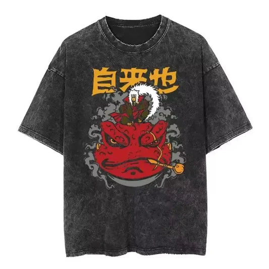 Japan Anime Oversize Cotton T-Shirt Black Streetwear-0