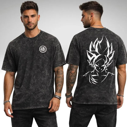Vintage Dragon Ball Anime Graphic Washed Oversized T-Shirt Cotton Streetwear Tee-2
