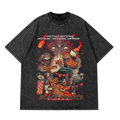 Anime Octopus Vintage Wash Harajuku T-Shirt Japanese Style Unisex-10