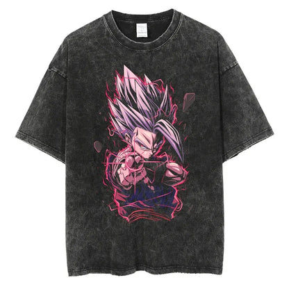 Anime Dragon Ball Goku Vintage Washed Oversized T-Shirt Cotton Streetwear Tee-2
