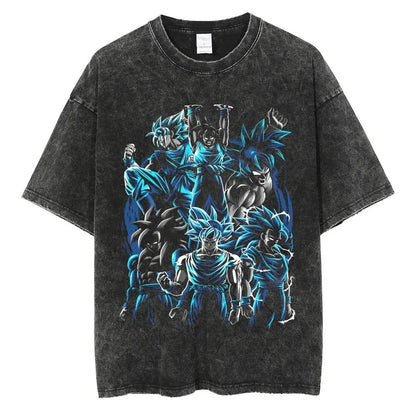 Anime Dragon Ball Goku Vintage Washed Oversized T-Shirt Cotton Streetwear Tee-6