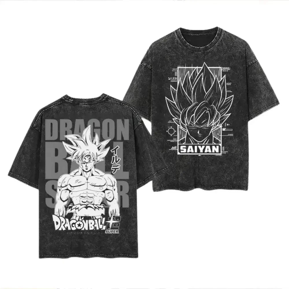 Anime Dragon Ball Goku Vintage Washed T-Shirt Oversized Streetwear Tee-1