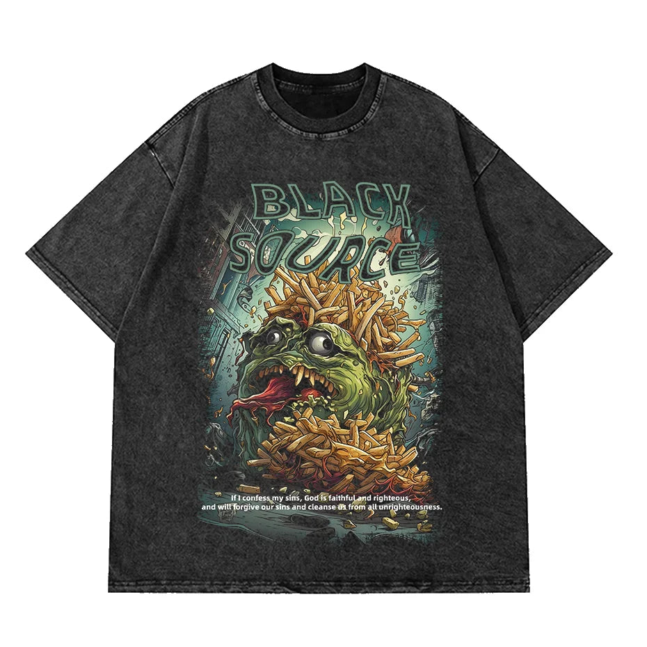 Anime Octopus Vintage Wash Harajuku T-Shirt Japanese Style Unisex-18