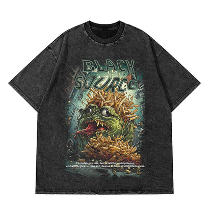 Anime Octopus Vintage Wash Harajuku T-Shirt Japanese Style Unisex-18