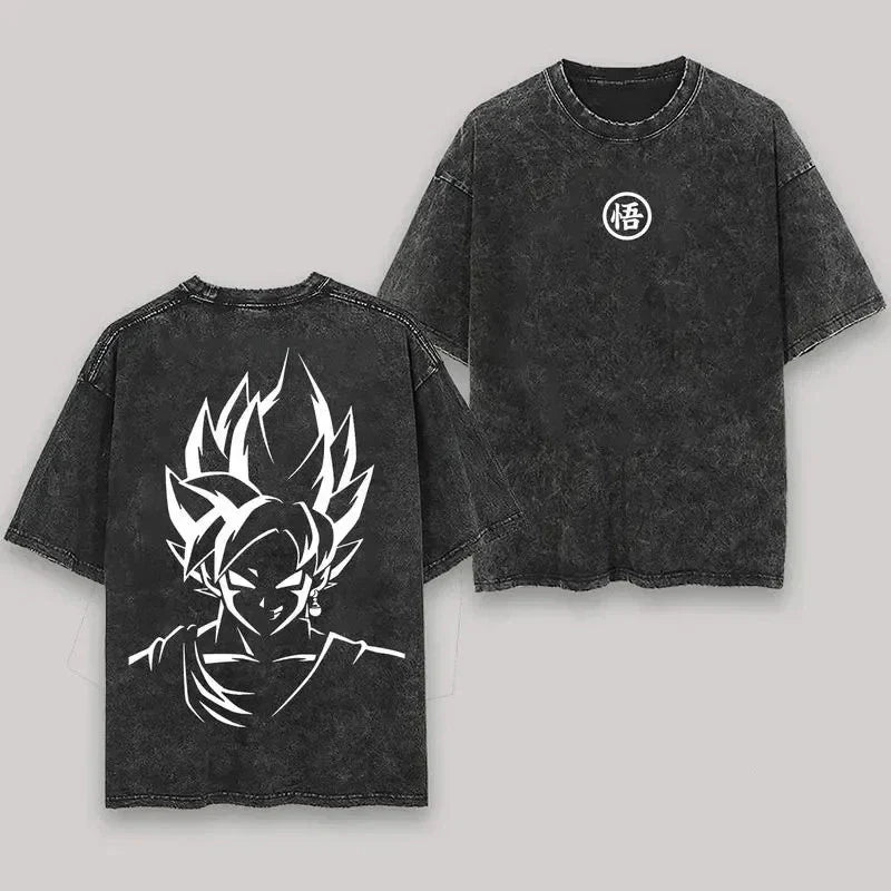 Anime Dragon Ball Goku Vintage Washed T-Shirt Oversized Streetwear Tee-0