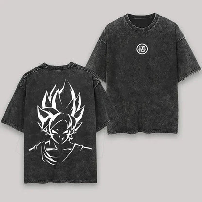 Anime Dragon Ball Goku Vintage Washed T-Shirt Oversized Streetwear Tee-0
