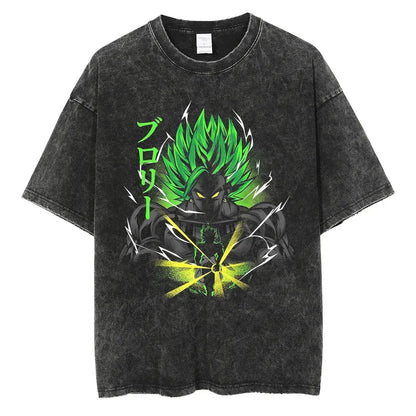 Anime Dragon Ball Goku Vintage Washed Oversized T-Shirt Cotton Streetwear Tee-7