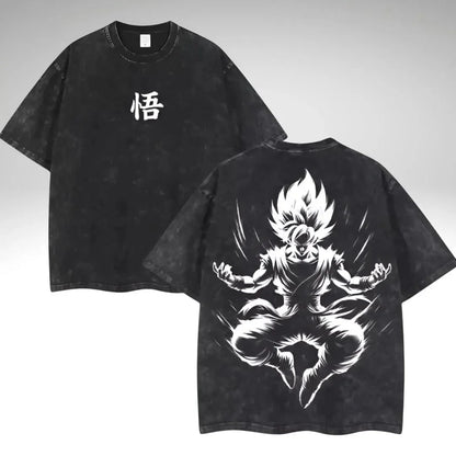Vintage Dragon Ball Anime Graphic Washed Oversized T-Shirt Cotton Streetwear Tee-7