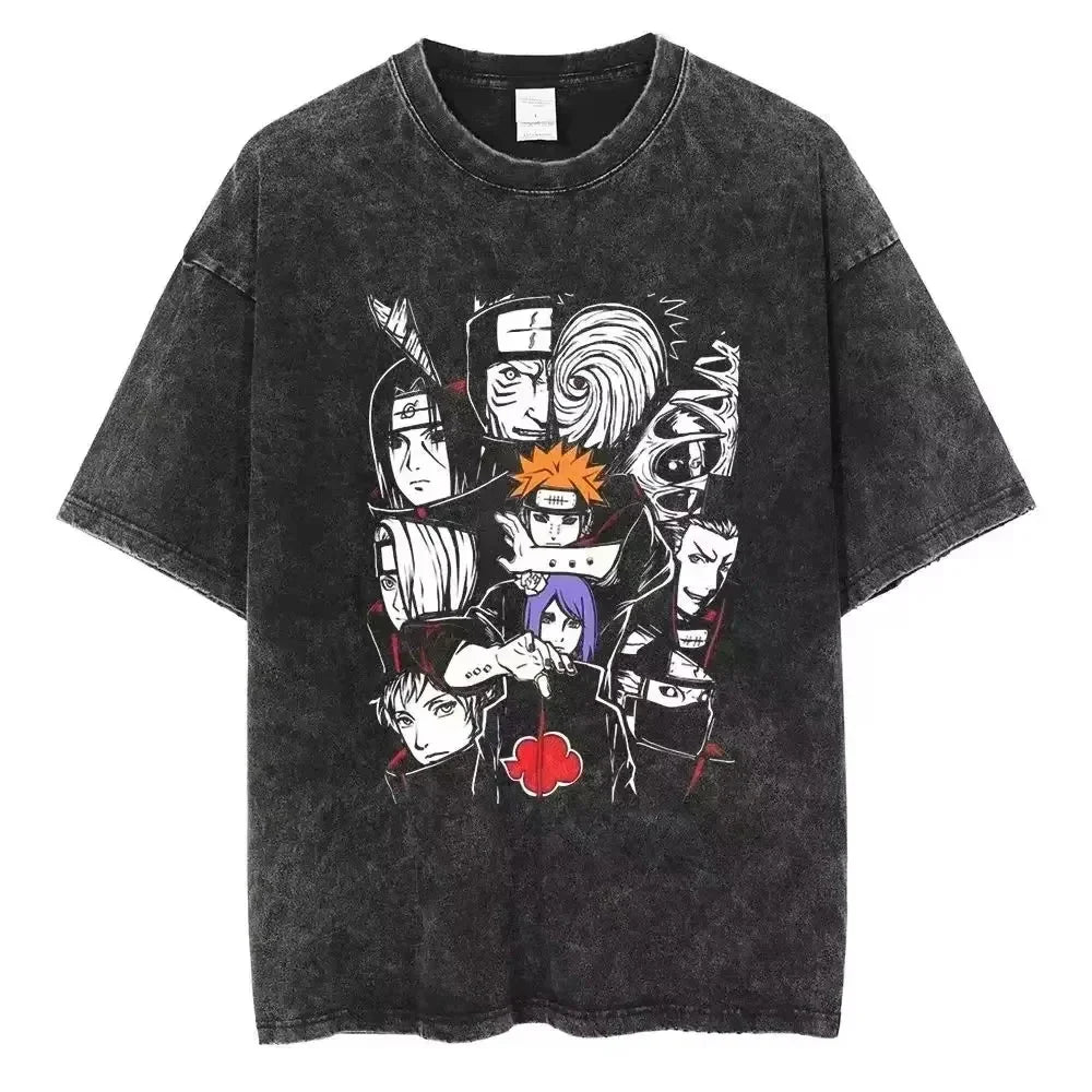 Japan Anime Oversize Cotton T-Shirt Black Streetwear-1