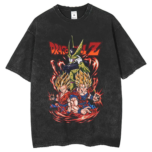 Anime Dragon Ball Goku Vintage Washed Oversized T-Shirt Cotton Streetwear Tee-0