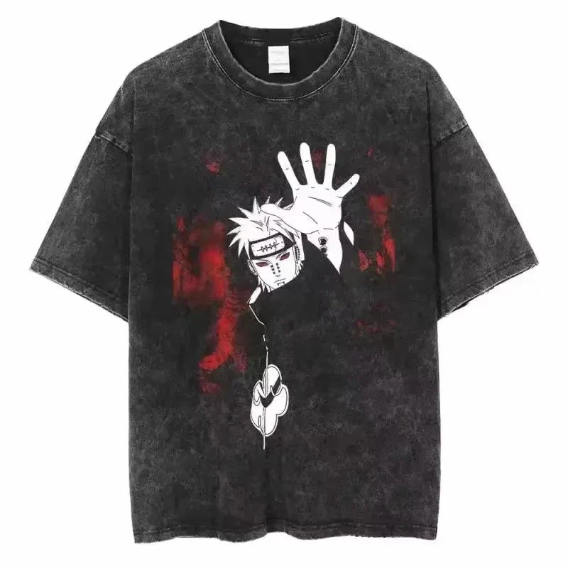 Japan Anime Oversize Cotton T-Shirt Black Streetwear-2
