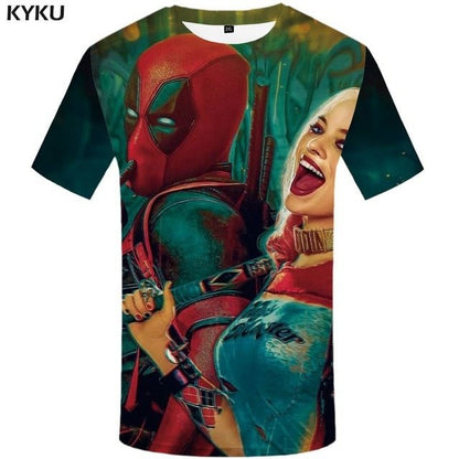 Badass Deadpool T shirt Men Blood T-shirts 3d Red Shirt Print War Anime Clothes Gothic Tshirt Printed