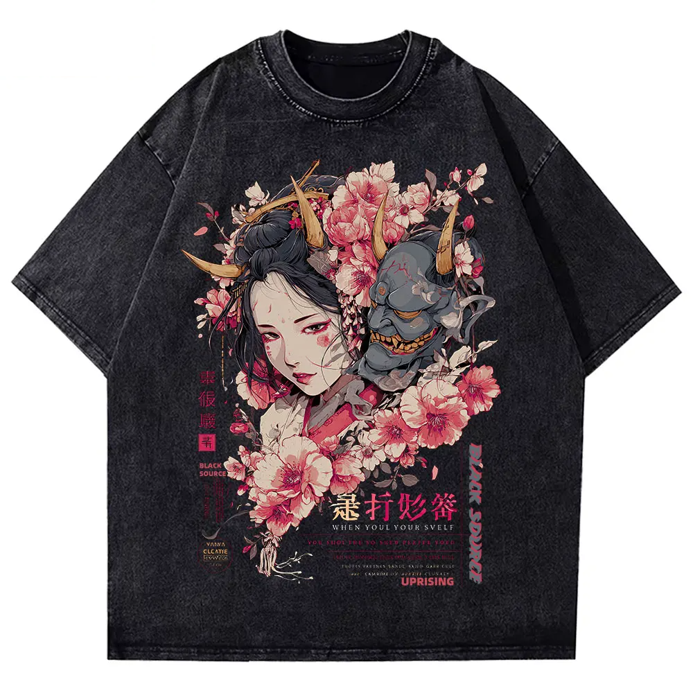 Anime Dragon Floral Graphic T Shirt Unisex Cotton Tee-0