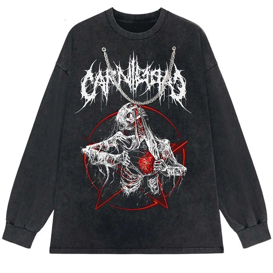 Gothic Demon Anime Print T-Shirt Women Y2K Harajuku Streetwear-4
