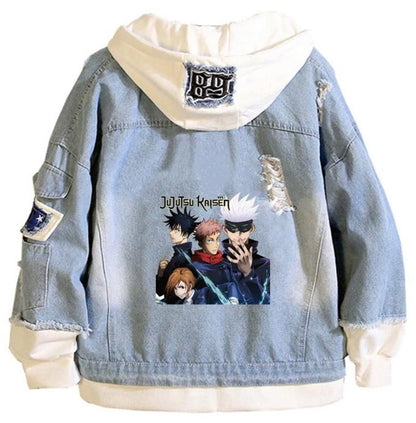 Jujutsu Kaisen Hoodies – Gojo Satoru Denim Hoodie | Anime Streetwear for JJK Fans-0