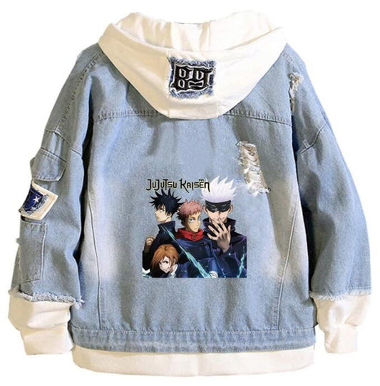 Jujutsu Kaisen Hoodies – Gojo Satoru Denim Hoodie | Anime Streetwear for JJK Fans-0