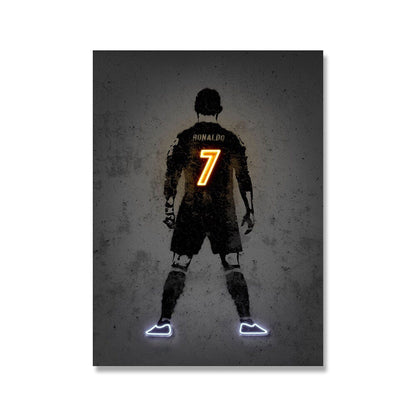 Poster Fußball Lionel Messi Nummer 10 Christiano Ronaldo 7 und Neymar Jr. 10 mit Neon Leucht Trikotnummer als Deko Print ohne Rahmen-5