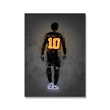 Poster Fußball Lionel Messi Nummer 10 Christiano Ronaldo 7 und Neymar Jr. 10 mit Neon Leucht Trikotnummer als Deko Print ohne Rahmen-6