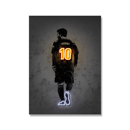 Poster Fußball Lionel Messi Nummer 10 Christiano Ronaldo 7 und Neymar Jr. 10 mit Neon Leucht Trikotnummer als Deko Print ohne Rahmen-4