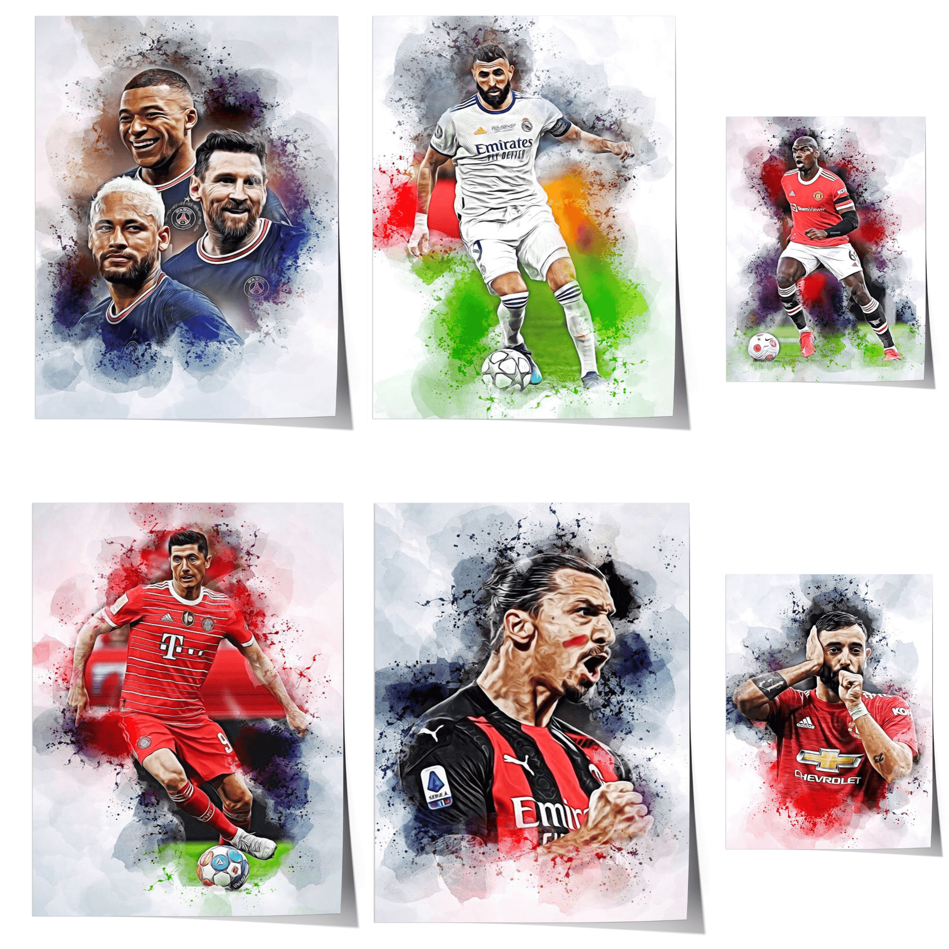 Poster Fußballspieler Paris Sant German Messi Mbappe Nejmar Jr und andere Spieler als Deko Print ohne Rahmen-0