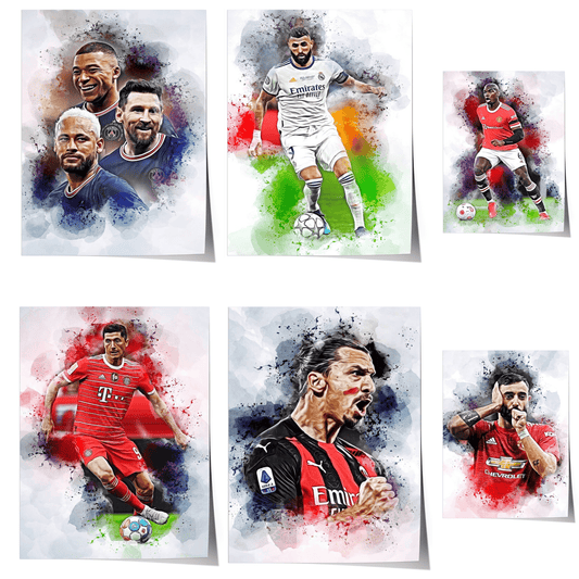 Poster Fußballspieler Paris Sant German Messi Mbappe Nejmar Jr und andere Spieler als Deko Print ohne Rahmen-0