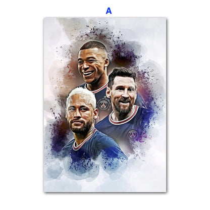 Poster Fußballspieler Paris Sant German Messi Mbappe Nejmar Jr und andere Spieler als Deko Print ohne Rahmen-2
