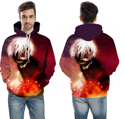 Men/women Tracksuits Tops Print  Hooded Anime Tokyo Ghoul Kaneki Ken 3D Hoodies Thin Autumn Sweatshirts-4