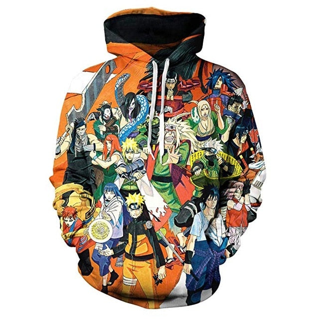Naruto Anime Hoodies 3D Men Women Sasuke Autumn Harajuku Kakashi 3D Cartoon Print Sweatwear Men's Hoodies Sweatshirt Coats-20