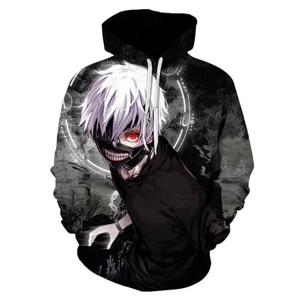 Men/women Tracksuits Tops Print  Hooded Anime Tokyo Ghoul Kaneki Ken 3D Hoodies Thin Autumn Sweatshirts-0