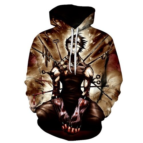 Men/women Tracksuits Tops Print  Hooded Anime Tokyo Ghoul Kaneki Ken 3D Hoodies Thin Autumn Sweatshirts-9