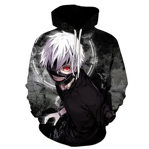 Men/women Tracksuits Tops Print  Hooded Anime Tokyo Ghoul Kaneki Ken 3D Hoodies Thin Autumn Sweatshirts-7