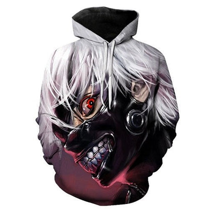 Men/women Tracksuits Tops Print  Hooded Anime Tokyo Ghoul Kaneki Ken 3D Hoodies Thin Autumn Sweatshirts-6
