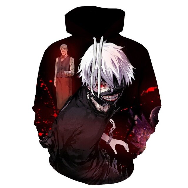 Men/women Tracksuits Tops Print  Hooded Anime Tokyo Ghoul Kaneki Ken 3D Hoodies Thin Autumn Sweatshirts-14